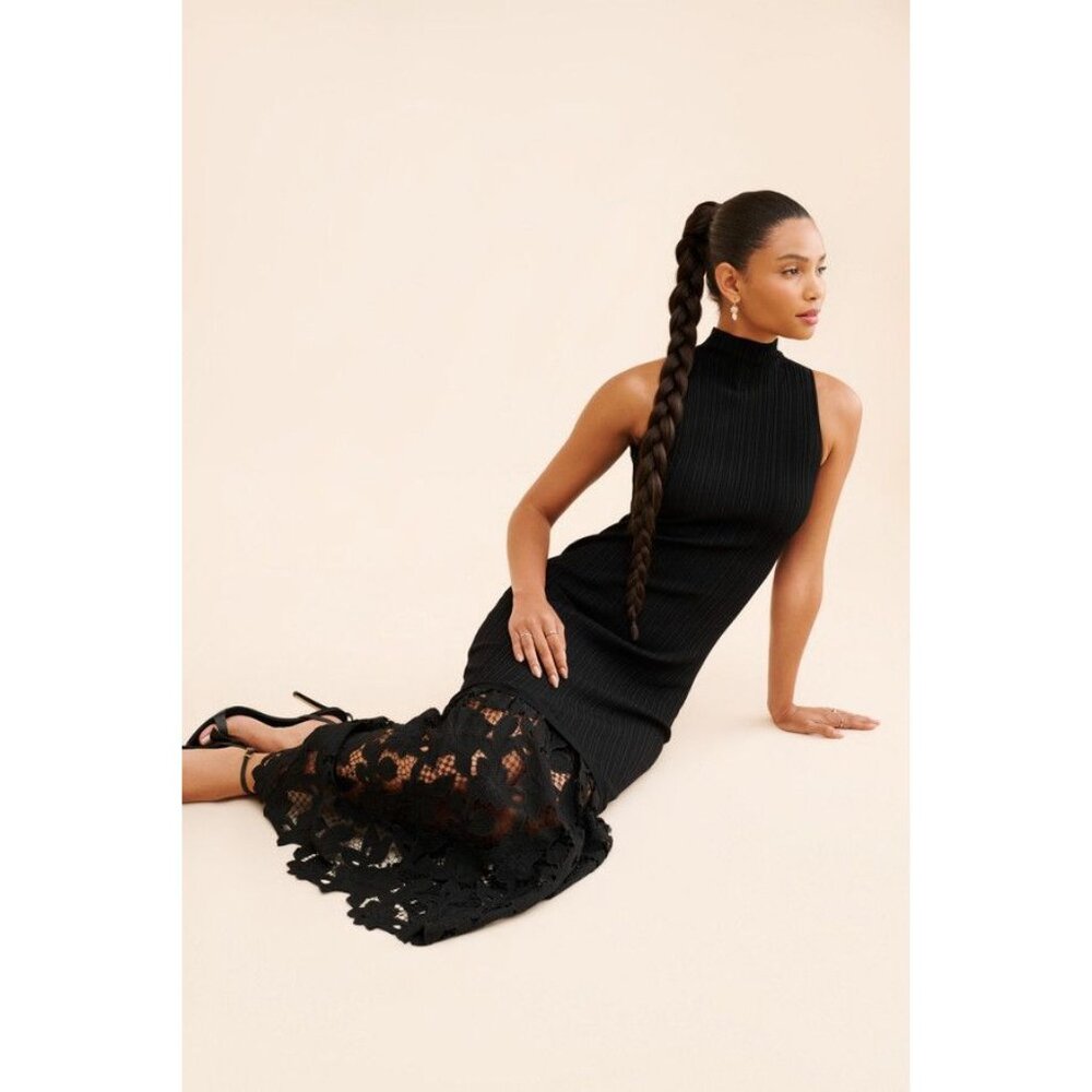 SAYLOR Rhiannon Dress in Black Small New Womens Midi knit - Picture 13 of 15